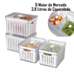 Kit  Organizador de Geladeira . Litros Cesto Com Tampa Multiuso Alimentos Verduras e Vegetais