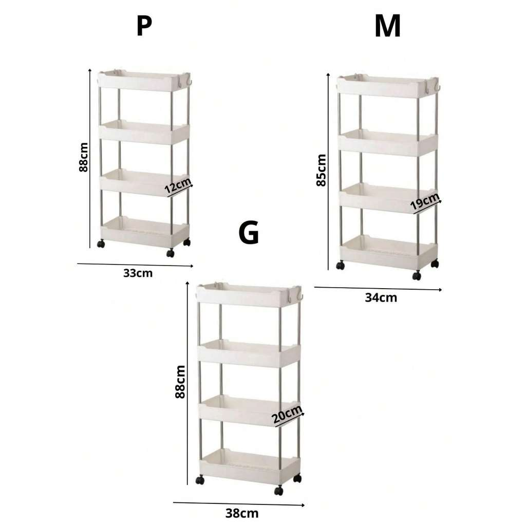 Armário Carrinho Organizador Multiuso Com  Camadas Com Rodinhas Cozinha Banheiro Quarto Lavanderia