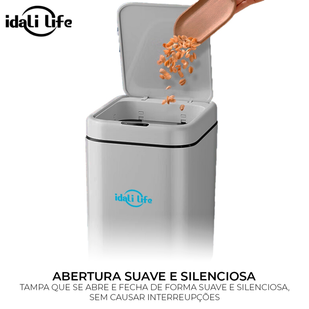 Lixeira Sensor Automática Inteligente de Banheiro Cozinha Escritório Capacidade  Litros IDALI LIFE