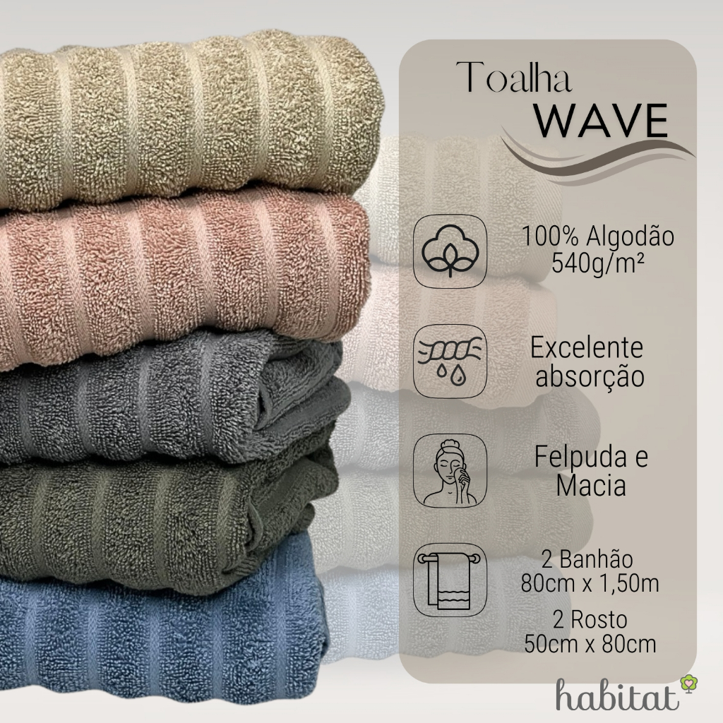 Jogo de Toalha Banhão  Peças Gigante % Algodão Grossa Felpuda Super Macia Excelente Absorção Habitat Wave